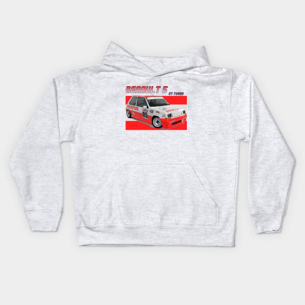 Renault 5 GT Turbo Kids Hoodie by PjesusArt